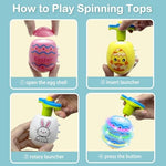 Kids playing with glow in the dark spinning tops