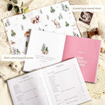 Close up of the customizable DIY front photo window on the pink Lanpn baby milestone album.