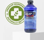 Back panel of American Biotech Labs 16 Ounce silver solution showcasing the official ingredients list
