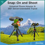 Adasion silver and black roof prism binoculars showing the non slip rubber armor exterior