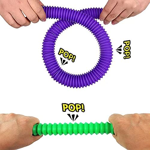 Fourteen pack of premium quality sensory learning toys organized neatly by color on a solid backdrop