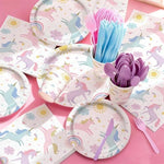 GrabnGoParty unicorn disposable tableware set with colorful cutlery