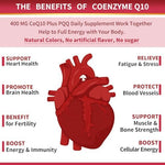 Easy to swallow ZEBORA CoQ10 400mg softgels showcased next to the dietary supplement bottle