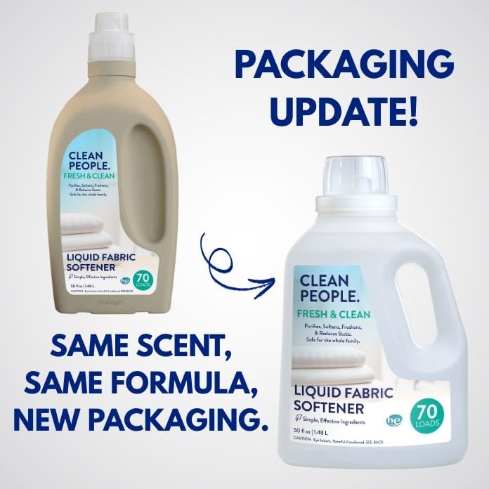 Plant-based vegan fabric softener for sensitive skin 50 Fluid Ounce bottle.