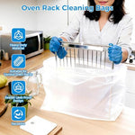 Usage demonstration of oven rack inside large cleaning bag