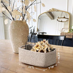 Goodpick woven cotton rope baskets on living room shelves