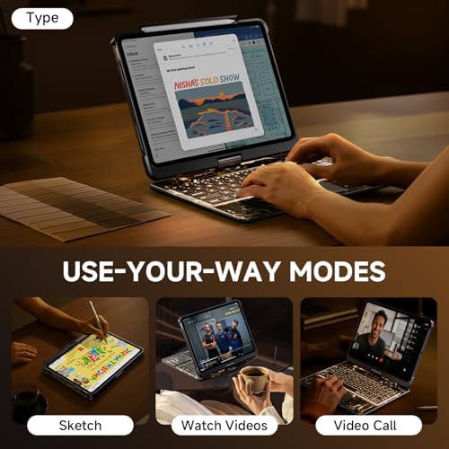 Tiaota smart keyboard folio featuring the integrated digital battery status and connection display