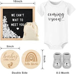 Blinking Stars baby reveal kit featuring white cotton bodysuit with black script text