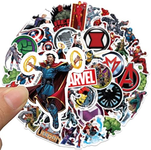 Collection of 50 unique superhero theme vinyl stickers