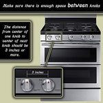Child safety stove knob covers installed on gas range