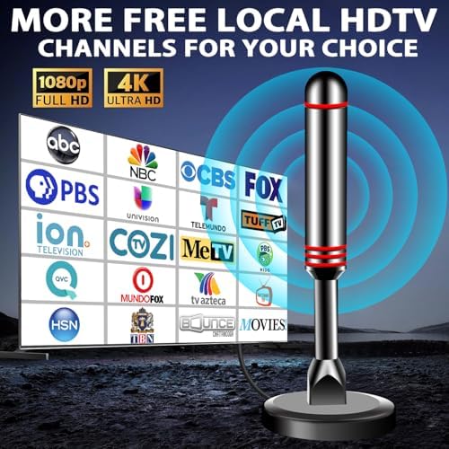 ApexWaveTV high definition digital antenna attached to a metal stand illustrating the strong magnetic mounting feature.