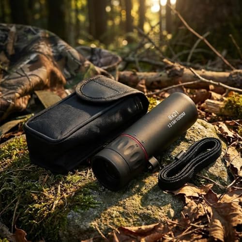 SMBT optical monocular being used outdoors for camping and wildlife watching.