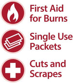 Individual 0.9 gram packets of Globe antiseptic burn cream for first aid kits.