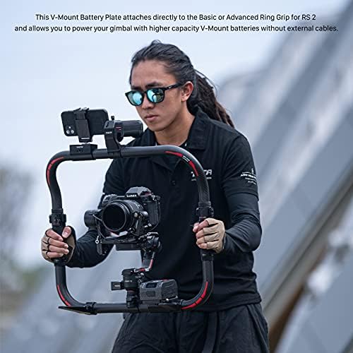 Close-up view of the universal V-mount docking receiver on the Tilta stabilizer plate