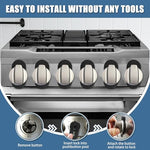 Close up of Axfvd gas stove knob lock functionality