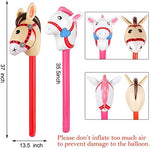 Two inflatable pony stick toys for birthday party