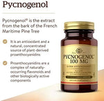 Solgar Pycnogenol supplement ingredients list and nutritional facts label