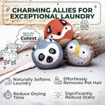 Six white organic New Zealand wool dryer balls for natural laundry softening.