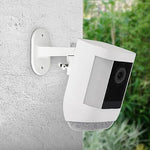 ALERTCAM security home monitor bracket installed closely beneath a residential roof corner