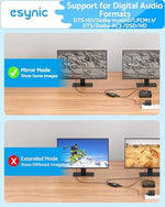 eSynic home theater accessory package displaying the main converter hub alongside its instructional guide