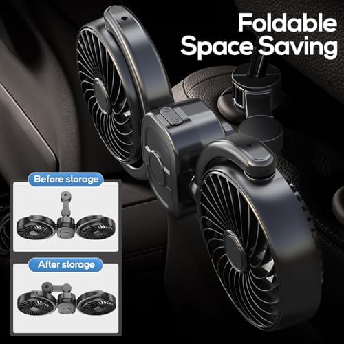 Dealswin three speed rotatable dual head fan showing independent control buttons and dense safety grilles