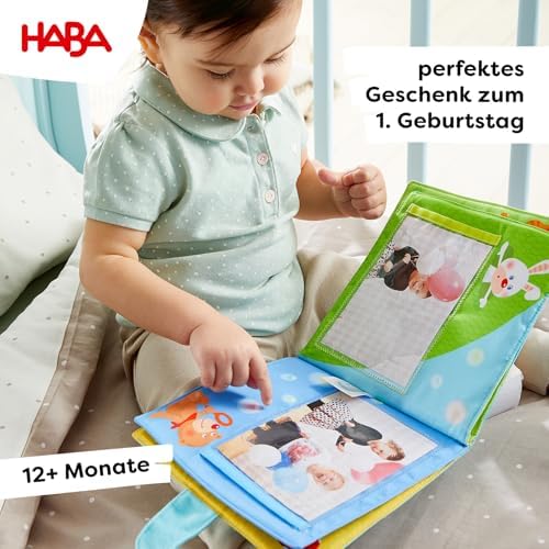 Toddler sensory toy photo book with bunny and bear design elements