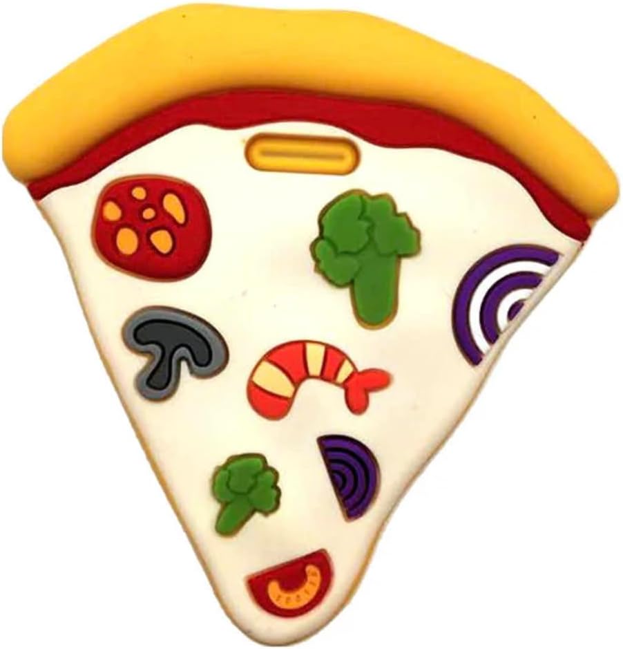 Y. Goyal & Co. textured pizza slice silicone baby teether front view