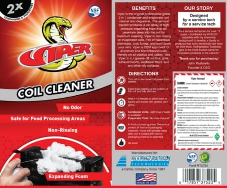Viper RT375A food grade expanding foam aerosol spray for refrigeration maintenance