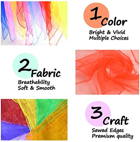 Close up view of the hemmed edges on a Novelty Place multicolor silk square play scarf