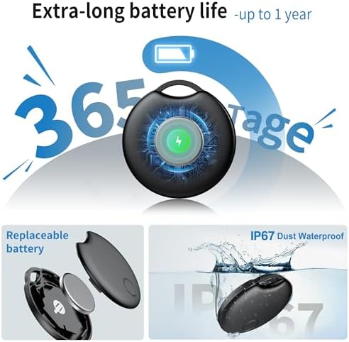 Close up view of the durable IP67 water resistant casing on the Android item tracker.