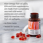 Kion pure burpless fish oil pills showing easy to swallow mini softgel capsule size