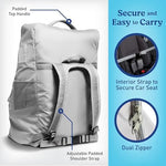 Graco car seat travel bag showing heavy duty fabric and protective feet