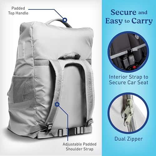 Graco car seat travel bag showing heavy duty fabric and protective feet