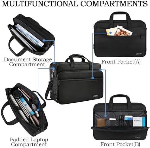 Ytonet mens computer briefcase padded interior sleeve for laptop protection