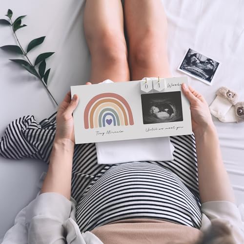 Eurset ultrasound keepsake frame displayed on a nursery room shelf showcasing the adjustable tabletop kickstand.