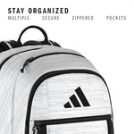 Adidas laptop backpack with open main compartment revealing padded computer sleeve