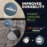 Close up view of the durable double layer netting construction on the Speevers juggling balls.