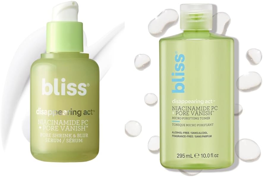 Bliss Disappearing Act Toner and Pore Serum set front view
