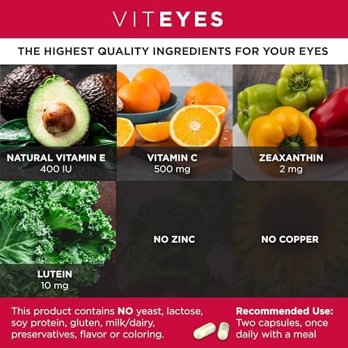 Viteyes AREDS 2 Zinc Free nutrition facts panel
