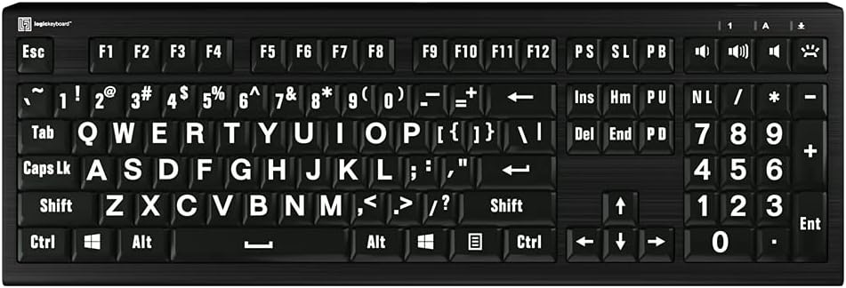 Logickeyboard 'Slimline' with Large Print * White Letters on Black Keys * Made for Windows PC * Including LogicLight Lamp * p/n LKBU-LPRNTWB-AJPU-US - Image 10