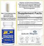 Natural Stacks MagTech dietary supplement showing premium 3-in-1 chelated magnesium ingredients list.