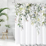 Tititex botanical bathroom decoration set displaying the twelve plastic hooks installed on the top header.