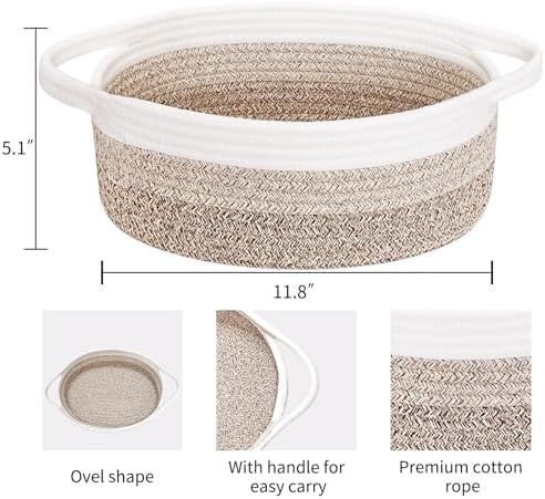 ABenkle decorative rope basket organizer highlighting durable handles