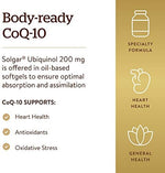 Gluten free and dairy free Solgar Ubiquinol softgels label and dosage instructions