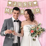 Bridal shower photo booth featuring BRAVESHINE pink metallic tinsel streamers decoration