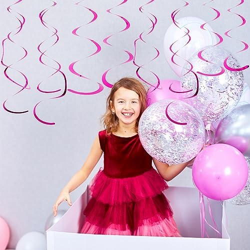 Thirty piece hot pink ceiling streamers installed for a festive event