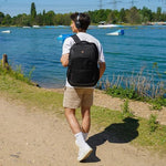 Swissdigital Design 16 inch notebook bag opened to reveal the spacious organizer compartment layout