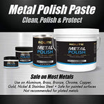 Rolite metal cleaner paste being applied to a dull stainless steel surface
