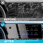Comparison showing anti-glare benefits of Karltys screen protector on vehicle dashboard