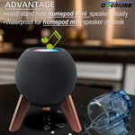 Side profile of Counlisha wooden tripod stand for HomePod Mini